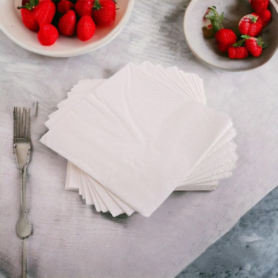Pack of 2000 - 2-Ply White Paper Napkins Size: 33 x 33cm.