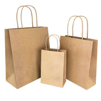 Pack of 250 Kraft Paper Bags with Twisted Handles – Brown & White – Small, Medium, Large, XL