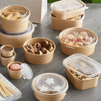 Pack of 1000 Kraft Paper Sauce Containers with Lids Size: 2oz/4oz.