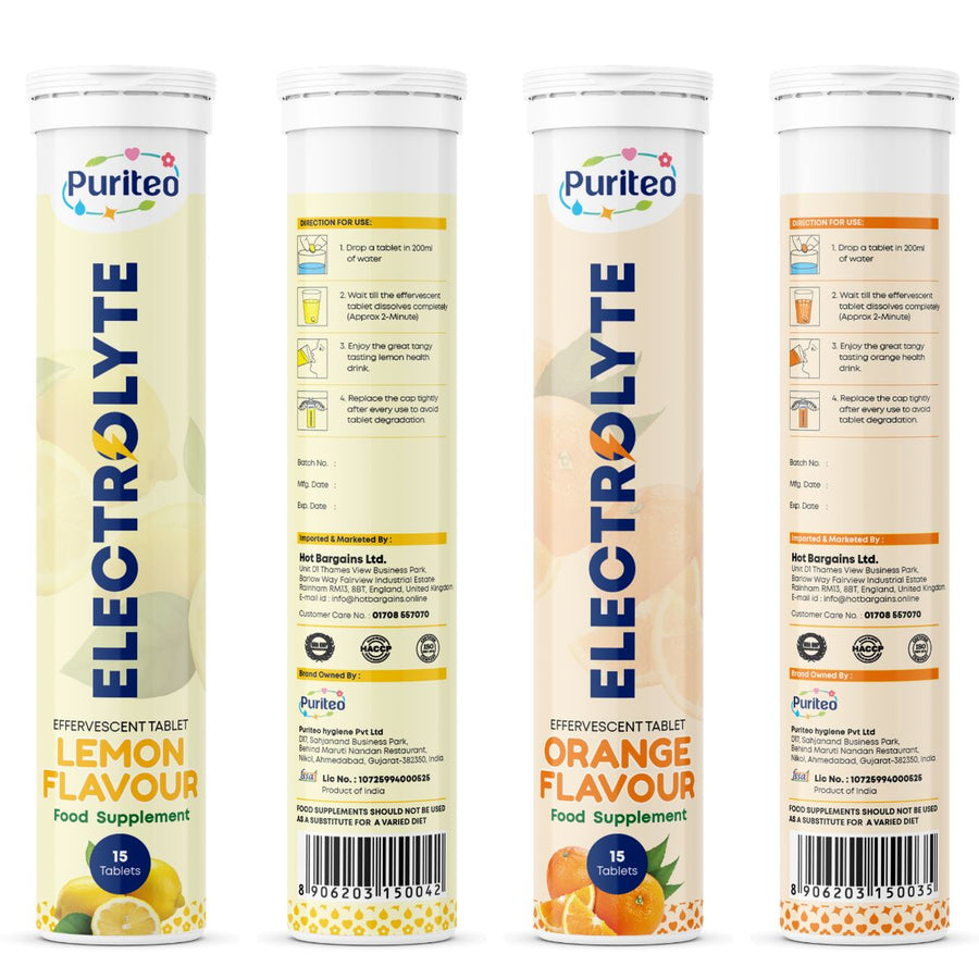 Effervescent Electrolyte Tablets – Lemon & Orange | 30 Tabs | Hydration, Energy & Recovery Support