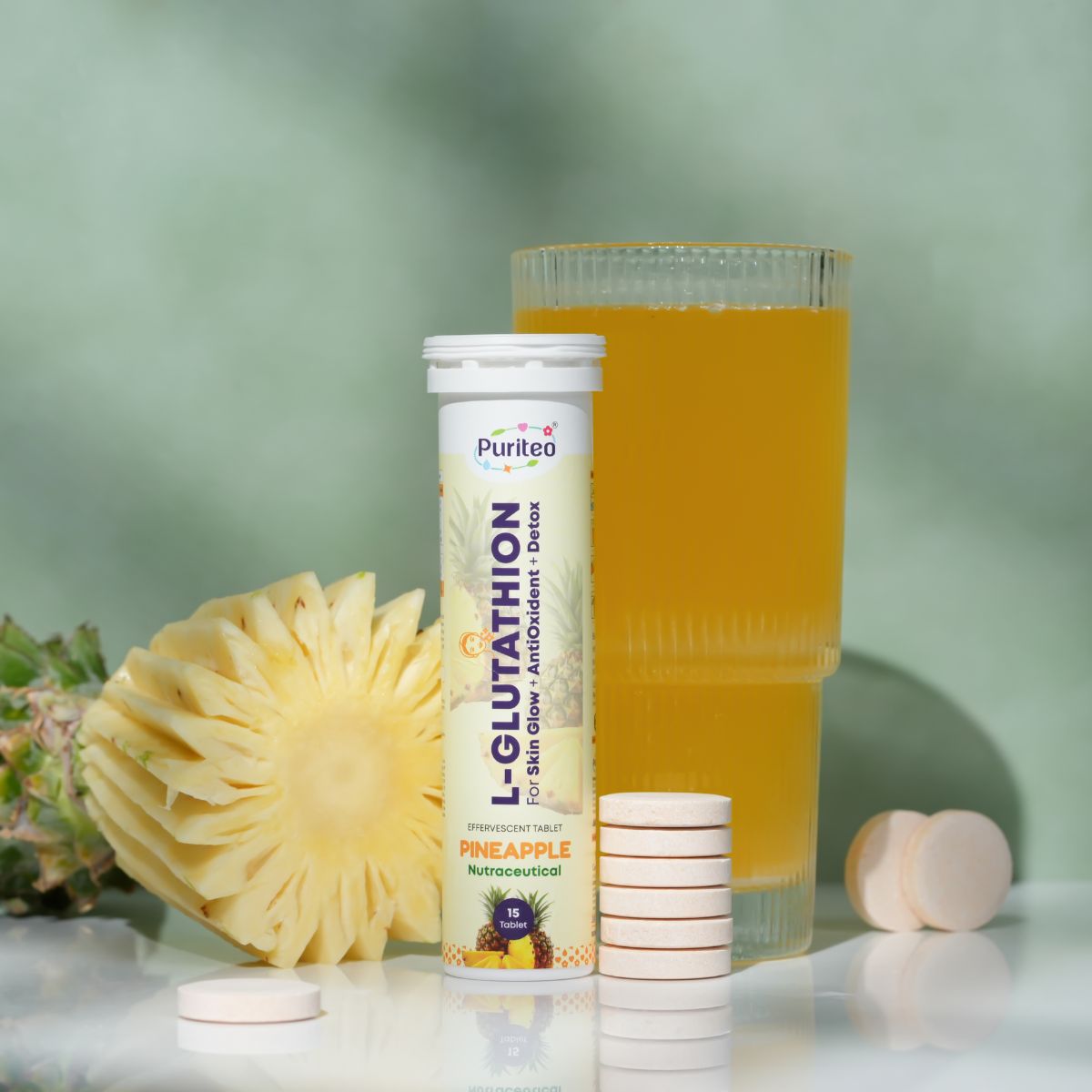 L-Glutathione Effervescent – Pineapple/Orange | 30 Tabs | Skin Glow, Antioxidant & Detox Support