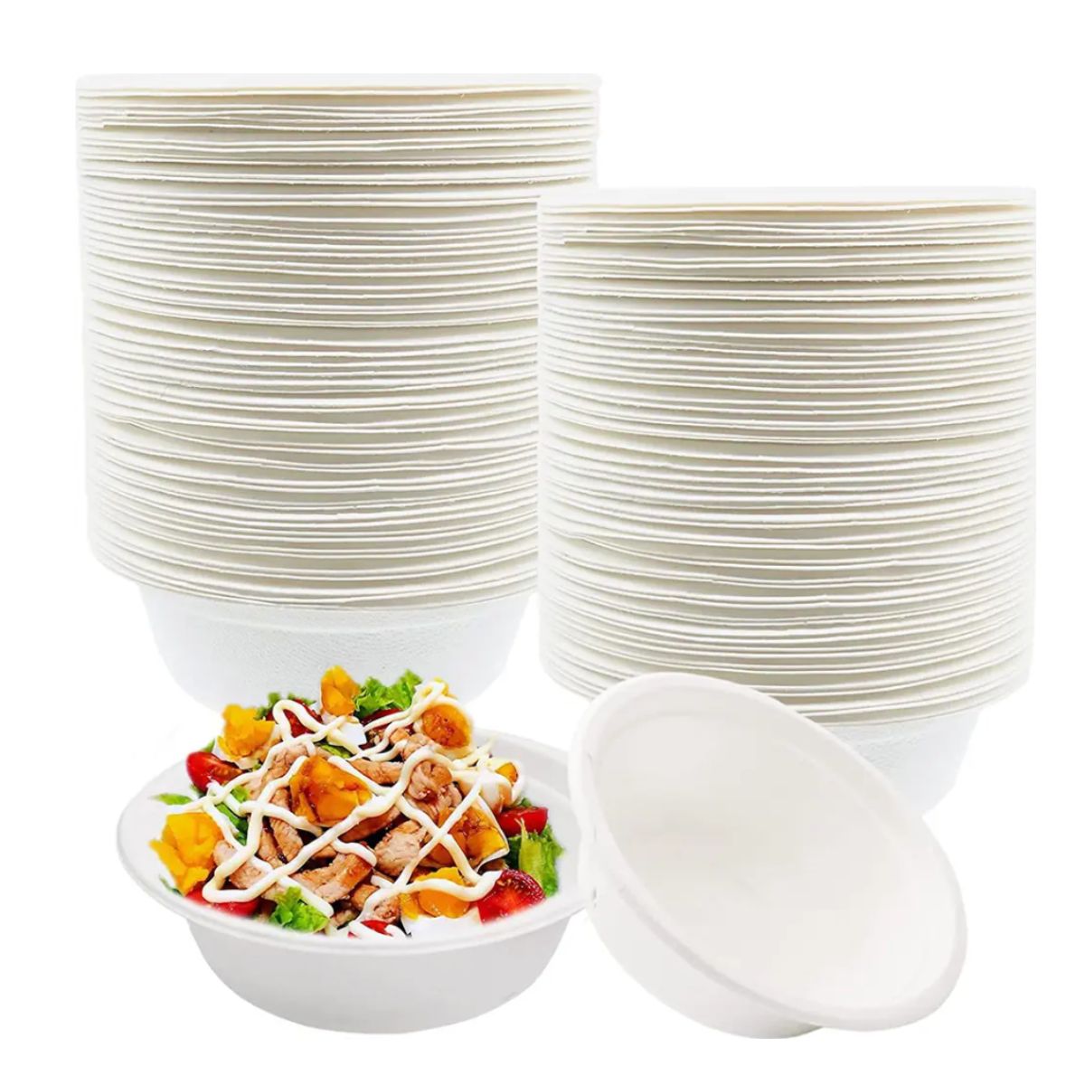 Pack 1000 Biodegradable Sugarcane Bagasse Bowls Sizes: 8oz, 12oz & 16oz.