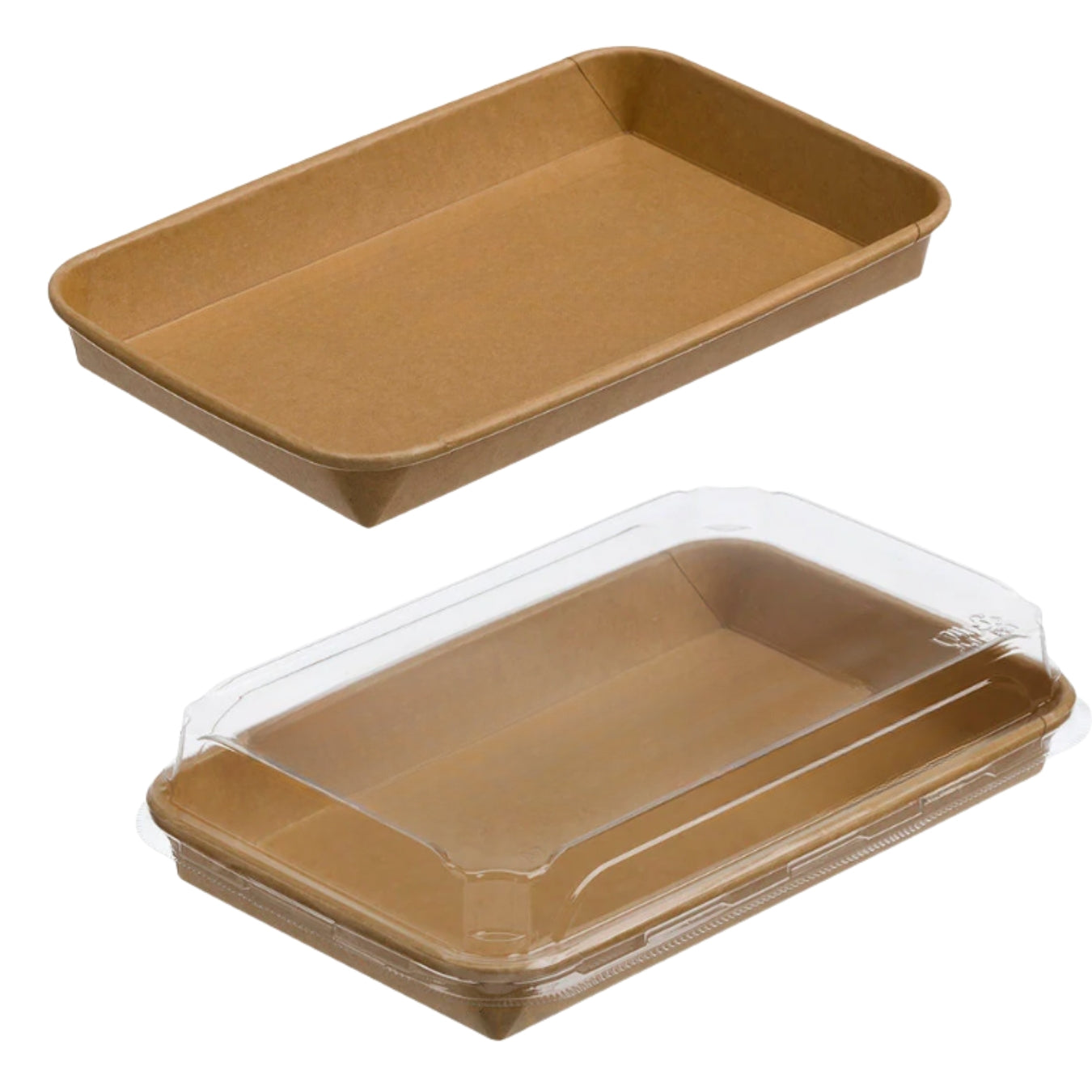 Kraft Paper Sushi Tray with Reusable Clear Lids (No.1, 2, 3, 5 and 7) | Leak-Resistant Takeaway Container for Bento Salads & Dessert Food Boxes