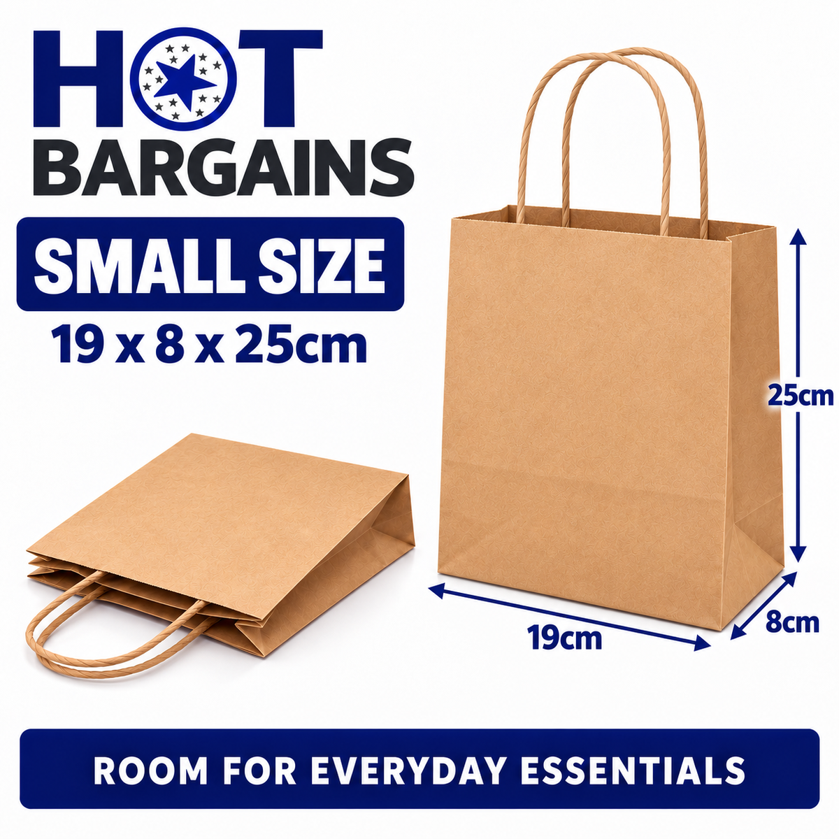 Hot Bargains — 250 X Brown Twisted Paper Bag - Small — photo 2
