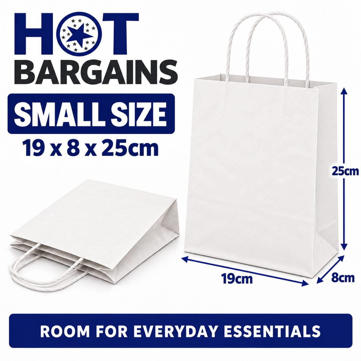 Hot Bargains — 250 X White Twisted Paper Bag - Small — photo 2