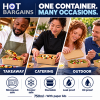 Hot Bargains — 150 x 750ml Kraft Rectangular Container + Paper Lids — photo 7