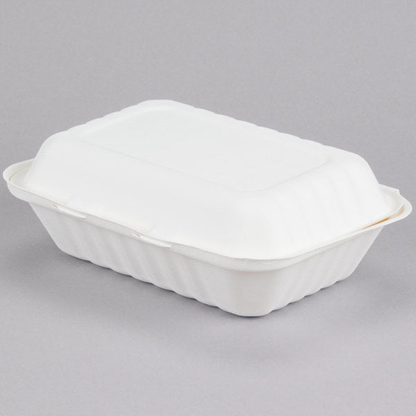 Pack of 250 Bagasse Takeaway Container 9 x 6 inch Single Compartment Food Box, Biodegradable Meal Box