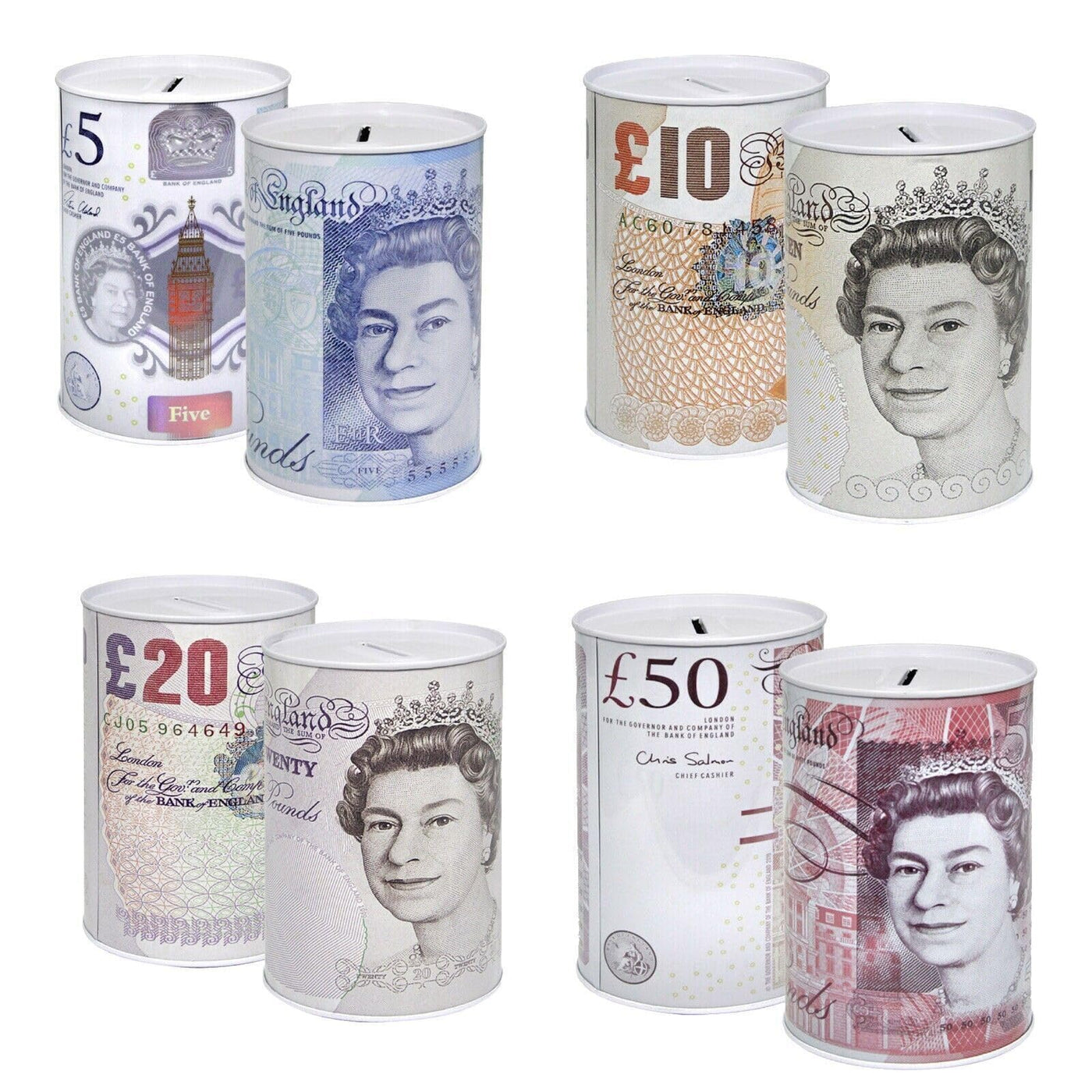 HOT BARGAINS 2 X Sterling Money Tin 16cm X 12cm Piggy Bank Savings Money Tin, Cash & Coin Tin with Assorted Colour (Pack of 2)