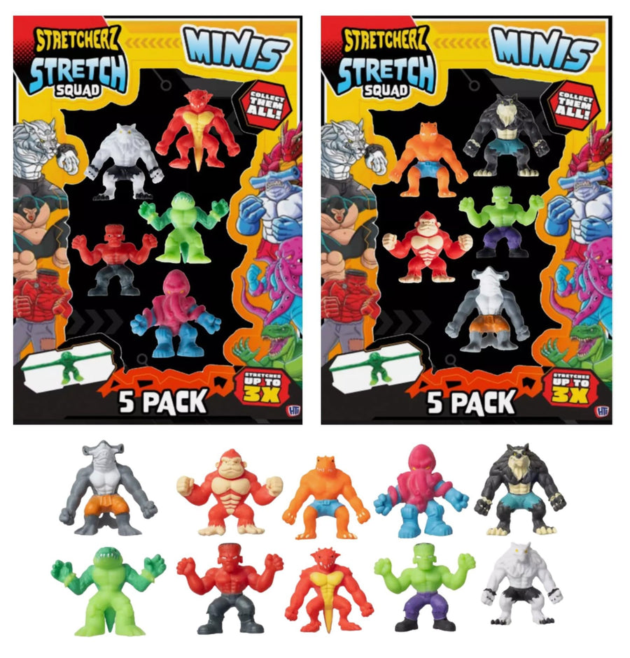 HOT BARGAINS Pack of 5 Mini Stretchy Monster Figures Gift Set (Stretches 3 Times The Size) Jump & start your Assorted Stretch Squad collection for Party Bag Fillers, Birthday
