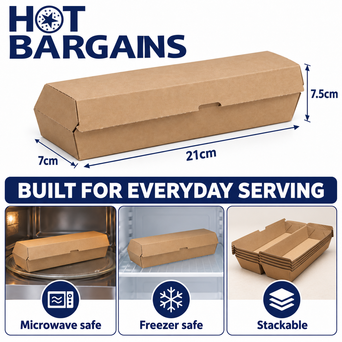 Hot Bargains — 200 X KRAFT PAPER HOT DOG BOX — photo 3