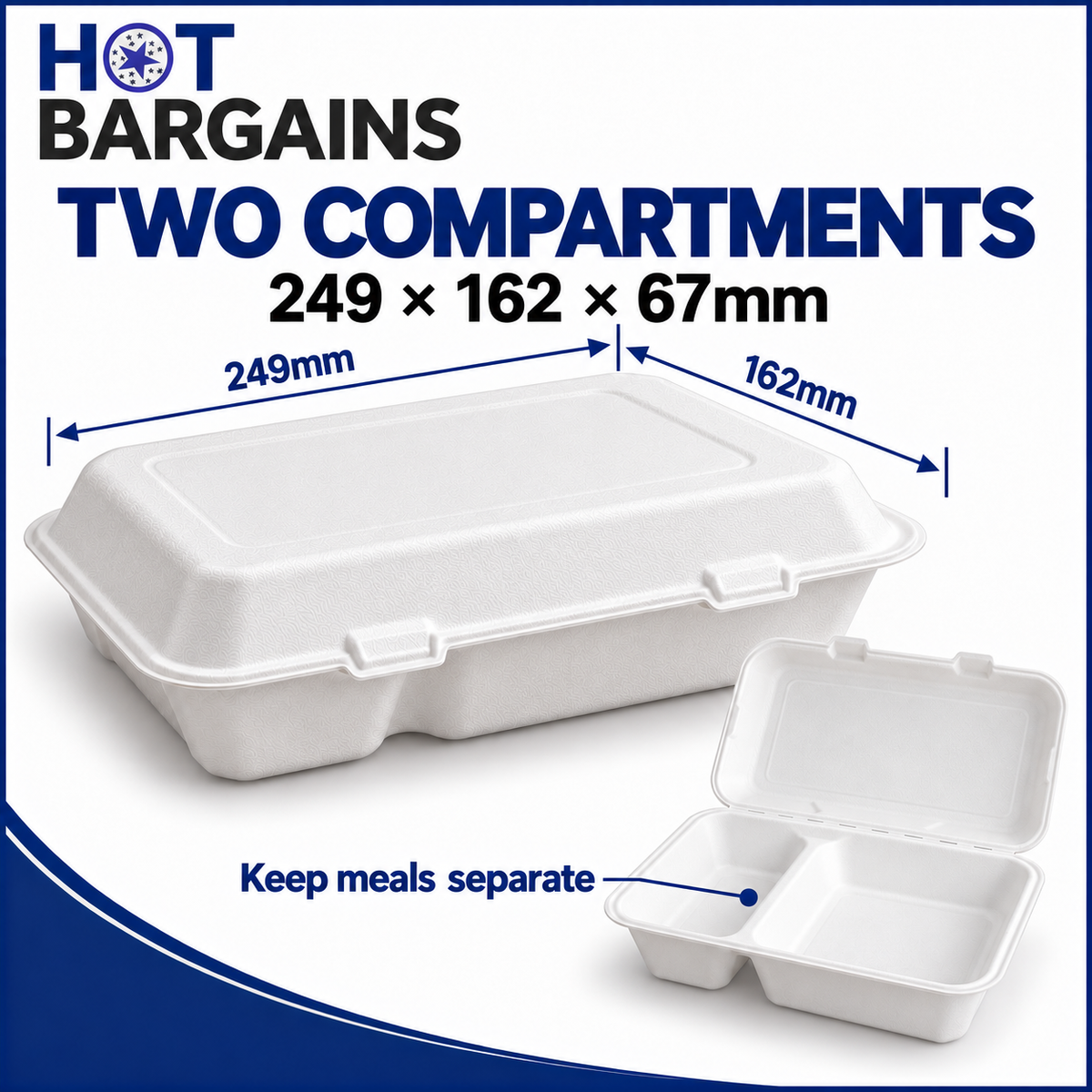 Hot Bargains — 250 x 2 Compartments Bagasse Box — photo 6