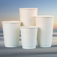 Pack of 500 Disposable Double Wall Coffee Cups Size 8oz, 12oz & 16oz