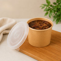 Pack of 250 Brown Kraft Soup Containers with PP Lids Size 8oz/ 12oz and 16oz