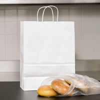 Pack of 250 Kraft Paper Bags with Twisted Handles – Brown & White – Small, Medium, Large, XL