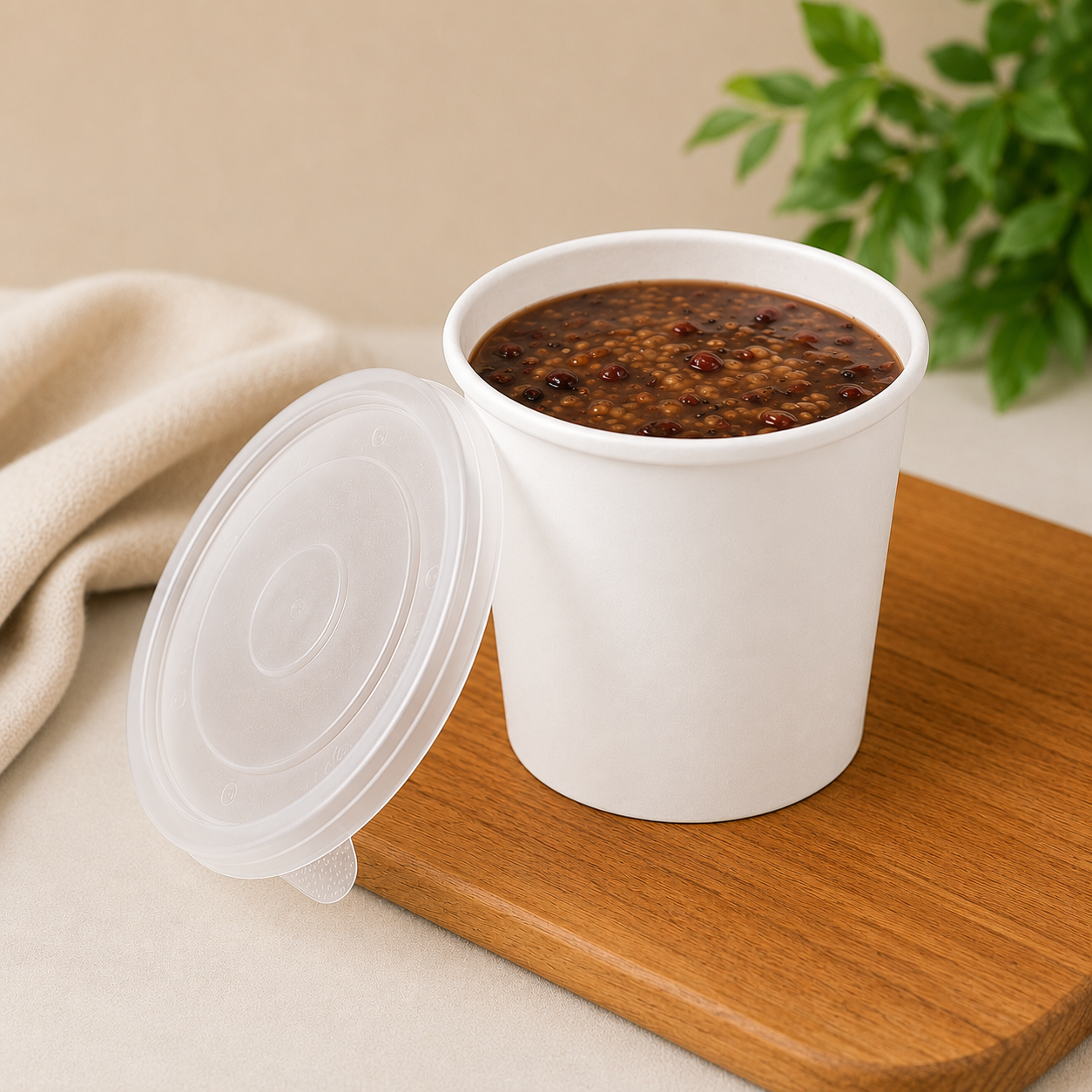 Pack of 250 Brown Kraft Soup Containers with PP Lids Size 8oz/ 12oz and 16oz