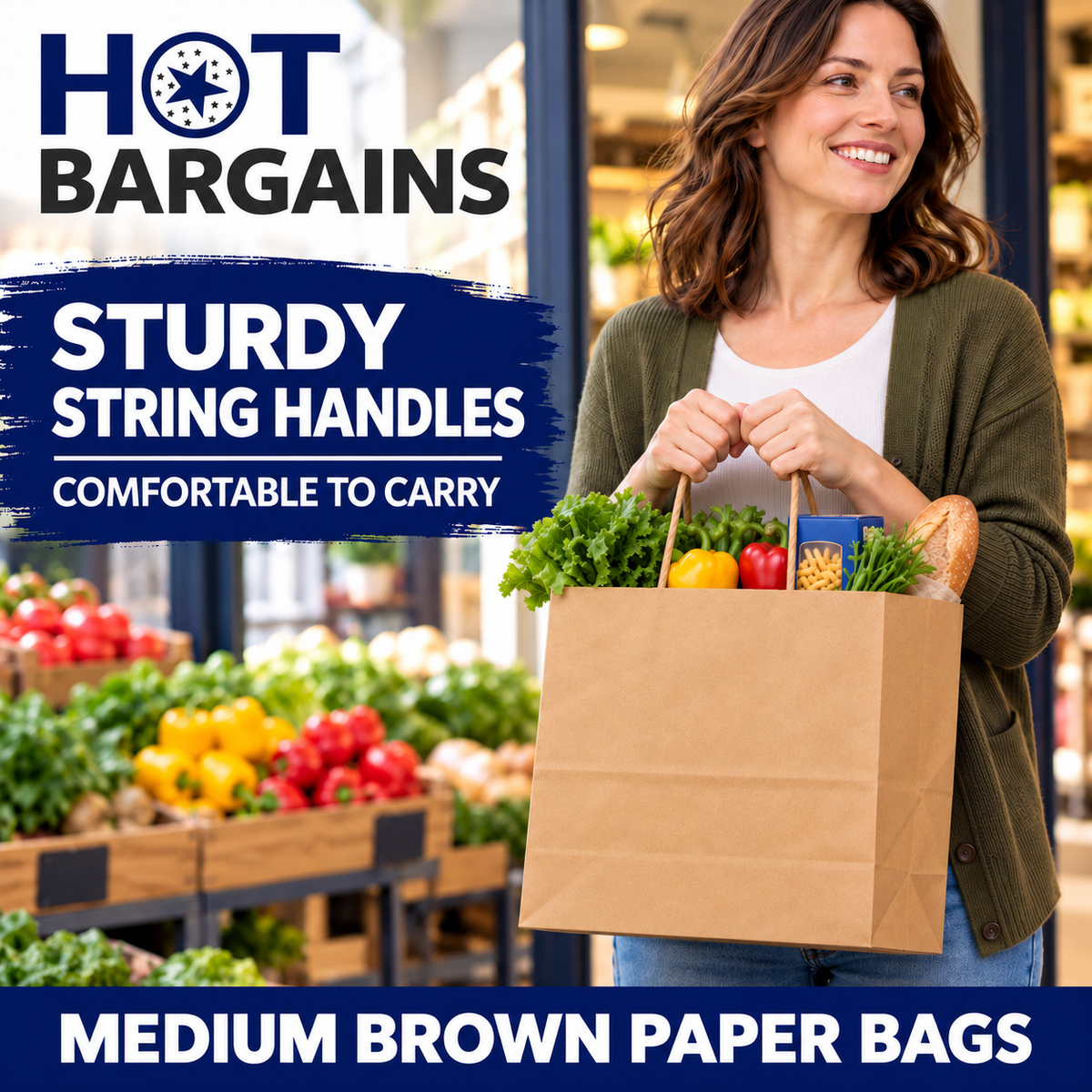 Hot Bargains — 250 X Brown Twisted Paper Bag - Medium — photo 3