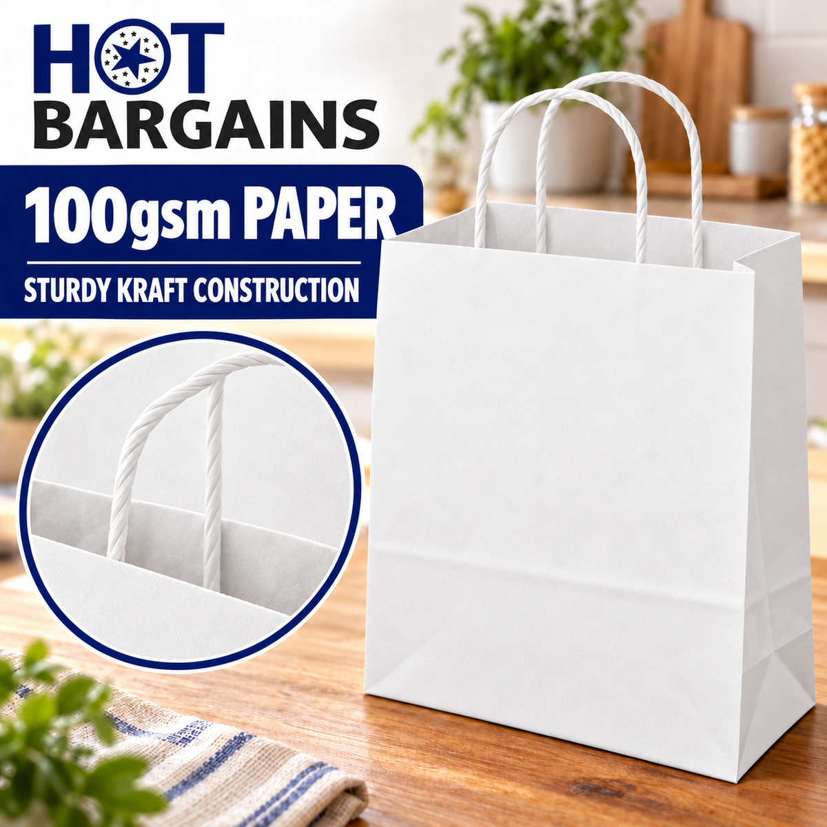 Hot Bargains — 250 X White Twisted Paper Bag - Medium — photo 5