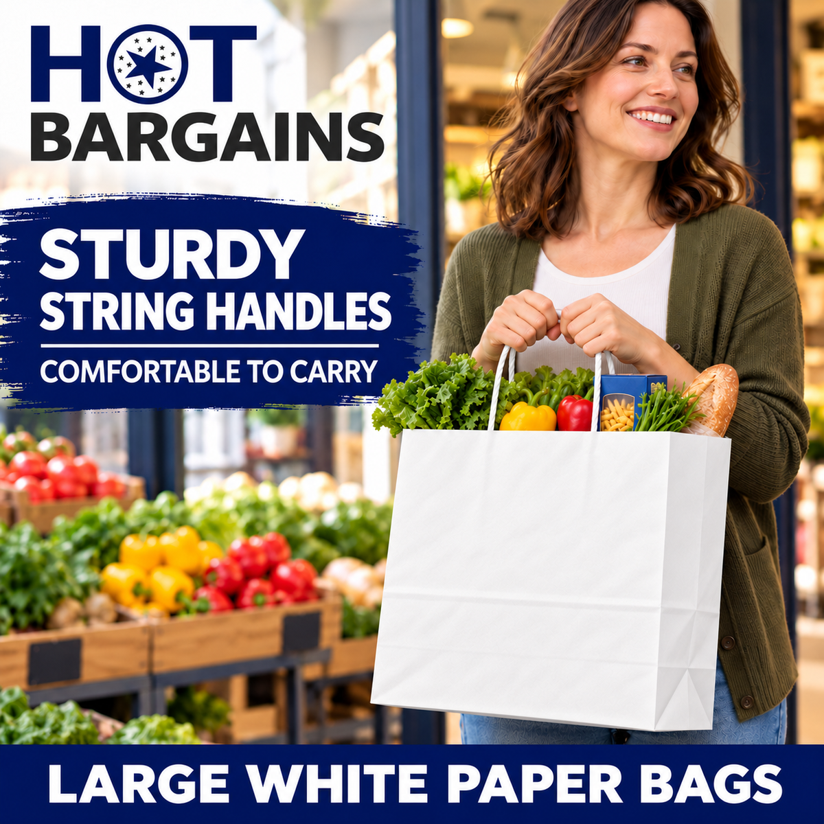 Hot Bargains — 250 X White Twisted Paper Bag - Large — photo 3