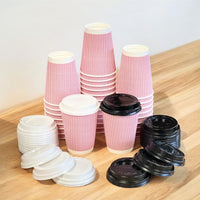 Pack of 500 Disposable Chex Design Kraft Coffee Cups Size 8oz, 12oz & 16oz.