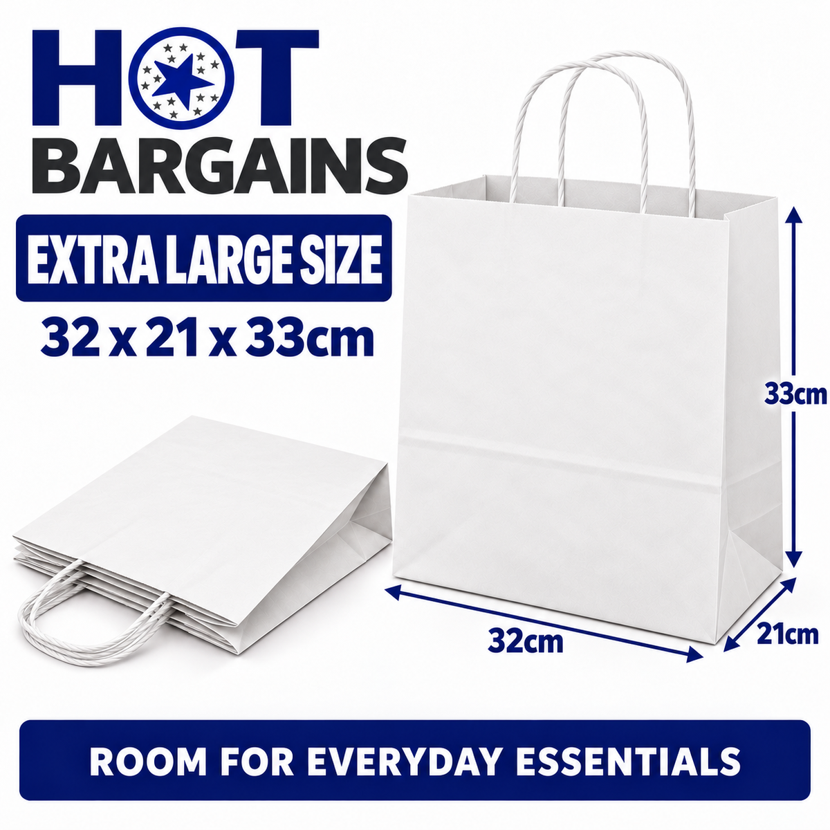 Hot Bargains — 250 X White Twisted Paper Bag - XL — photo 2