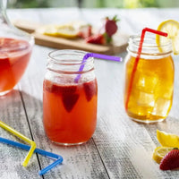 Multicolour Flexible Paper Drinking Straws – Individually Wrapped, U-Shaped, 21cm Long & 6mm Diameter