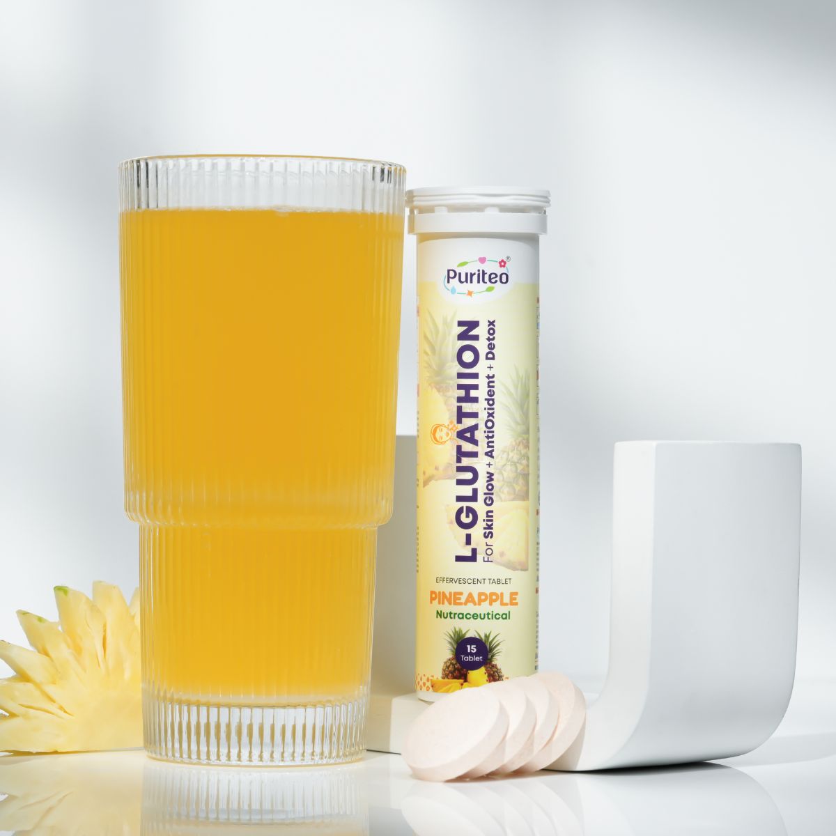 L-Glutathione Effervescent – Pineapple/Orange | 30 Tabs | Skin Glow, Antioxidant & Detox Support