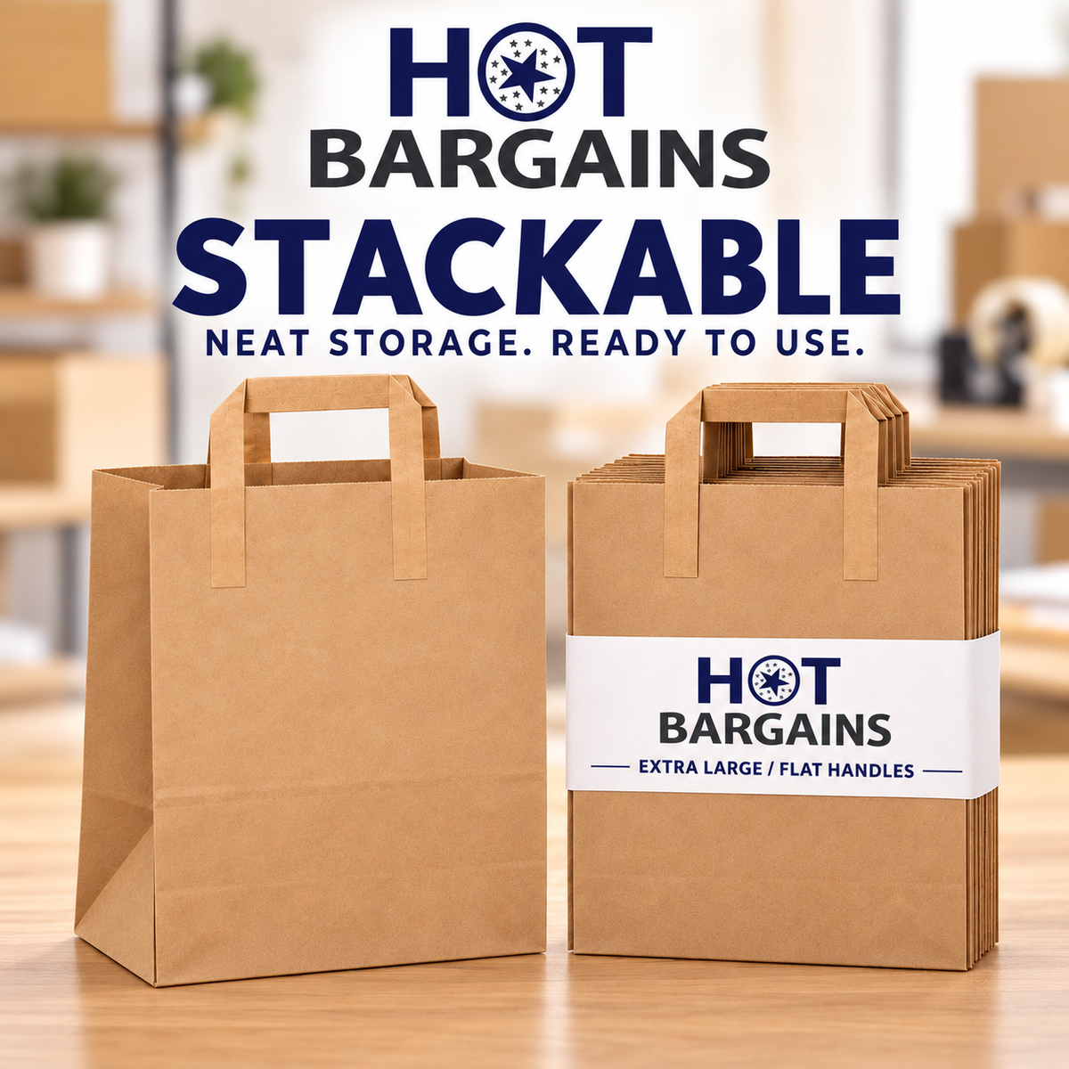 Hot Bargains — 250 X Brown Flat Handle Paper Bag - XL — photo 4