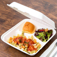 Disposable Bagasse Tableware – Biodegradable Clamshells, Burger Boxes, and Plates.