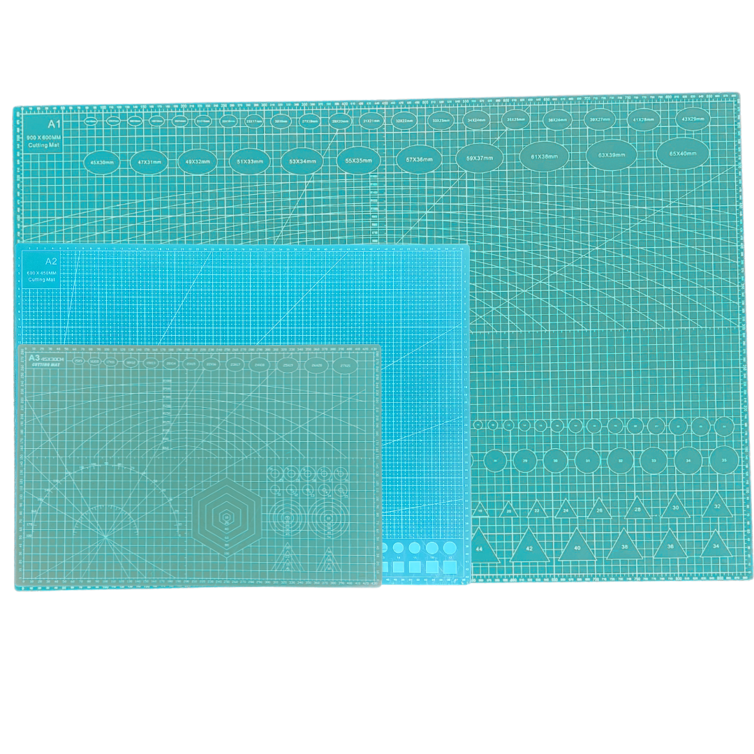 Self-Healing Cutting Mat A1 - 90 x 60cm, A2 - 60 x 45cm and A3 - 45 x 30cm, 5-Ply Green Craft Board, Recycled PVC Hobby Mat for Sewing, Quilting & Crafts