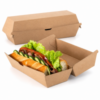 Pack of 200 Takeaway Hot dog Boxes with Closable Lid (21 x 7 x 7.5cm Size) Plastic Free Disposable Food Box Fully Compostable and Recyclable