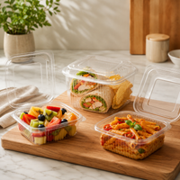 Food Containers with Clear and Reusable Hinged Lid | Takeaway Containers, Re-usable, Freezer Safe, Stackable for Brownies, Cake Slices & Dessert Portions