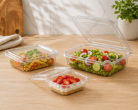 Food Containers with Clear and Reusable Hinged Lid | Takeaway Containers, Re-usable, Freezer Safe, Stackable for Brownies, Cake Slices & Dessert Portions