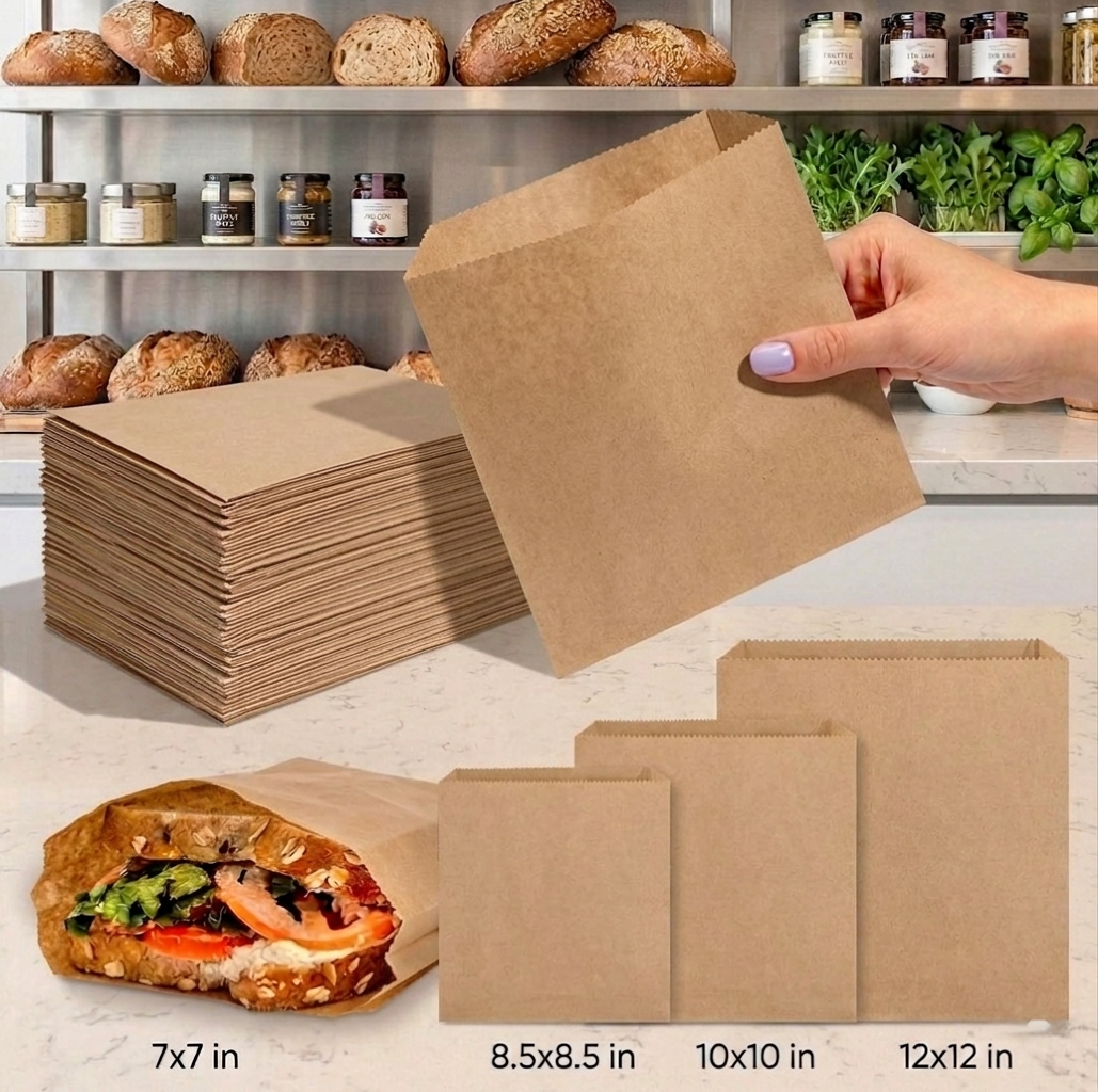 Greaseproof Paper Food Bags – White or Brown 100% Grease Resistant for Sandwiches, Bakery & Takeaway Foods