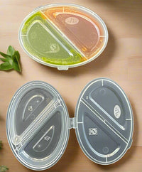 Pack of 1000 - 2 Compartment Round Sauce Containers with Hinged Lids 90ml (3oz).