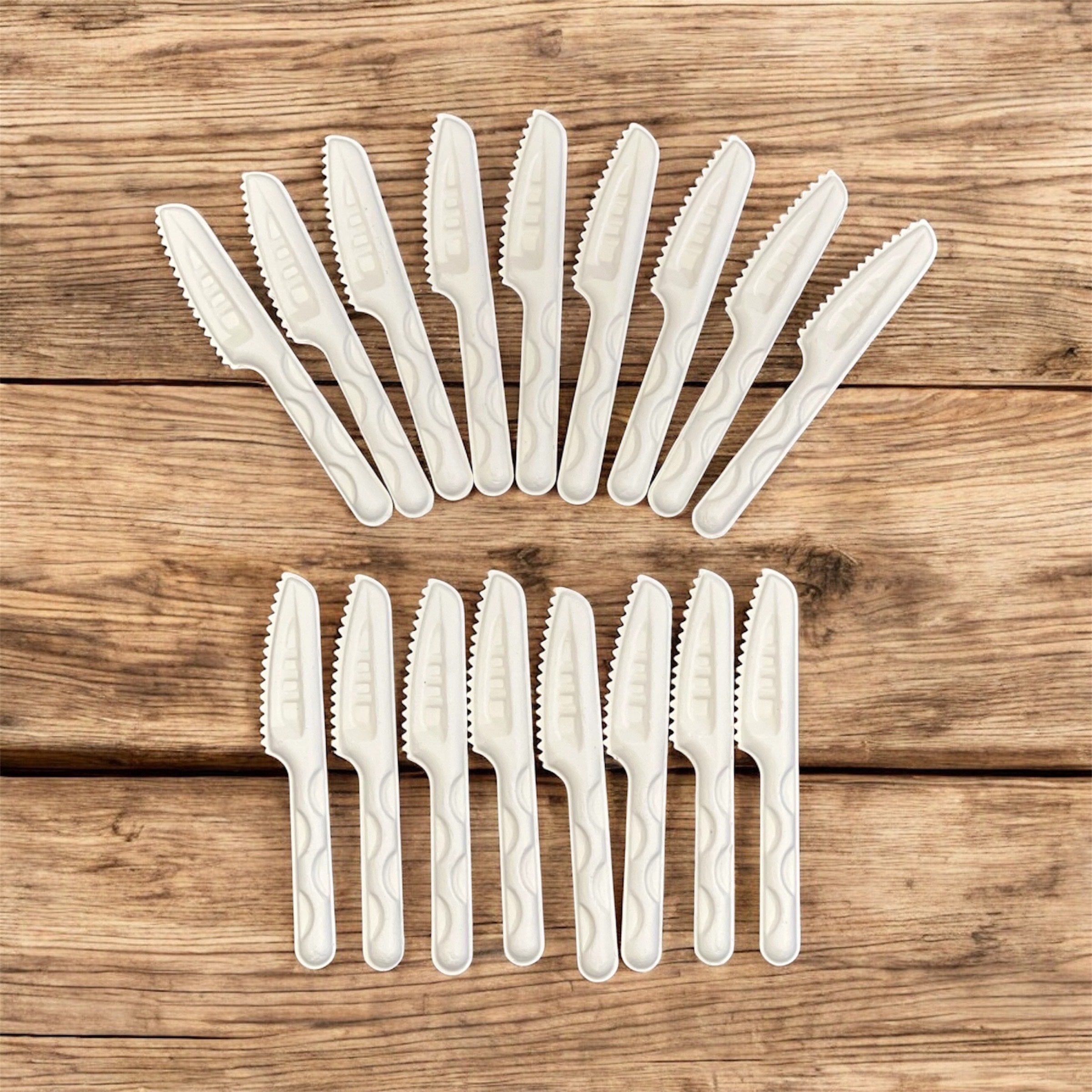 White Biodegradable Bagasse Cutlery Set – Spoons, Knives & Forks for Catering