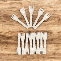White Biodegradable Bagasse Cutlery Set – Spoons, Knives & Forks for Catering