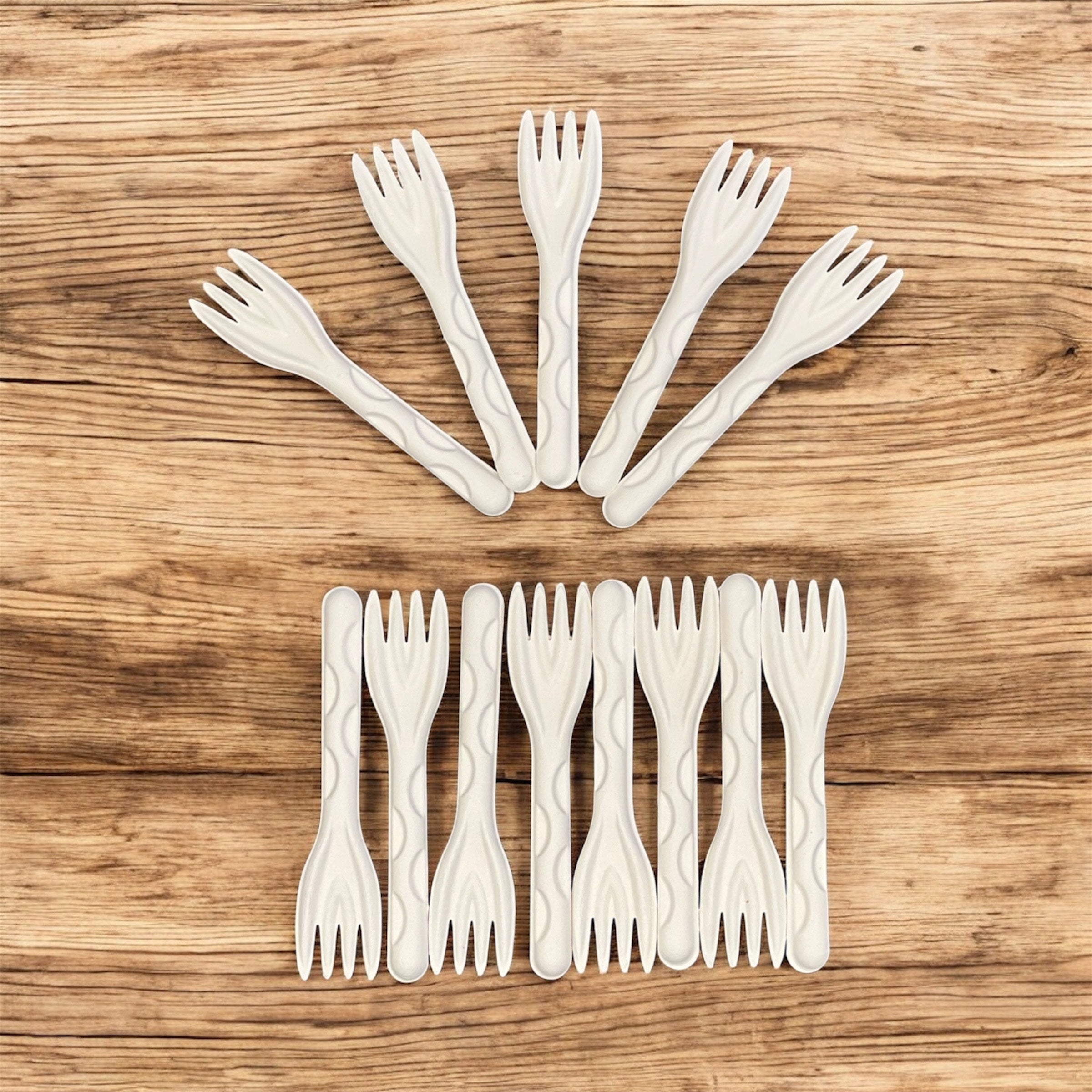 White Biodegradable Bagasse Cutlery Set – Spoons, Knives & Forks for Catering