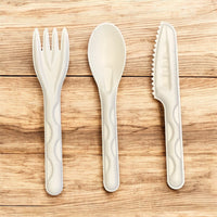 White Biodegradable Bagasse Cutlery Set – Spoons, Knives & Forks for Catering