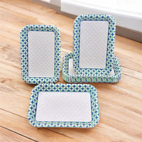 Disposable Blue-Green Diamond Printed Paper Trays & Bowls
