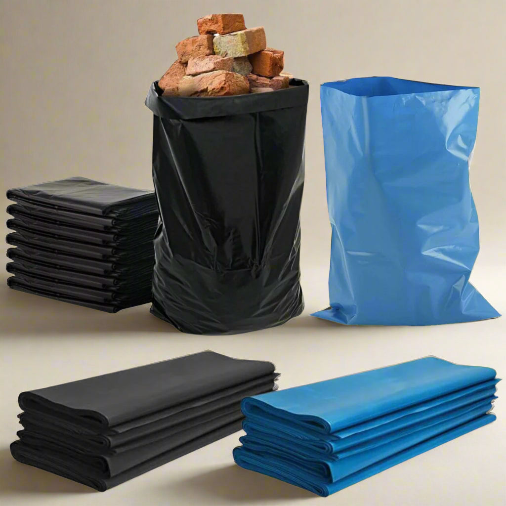 Pack of 100 Rubble Sacks Heavy Duty Garden waste Bags Blue / Black Colours Size - 32L (20" X 30")