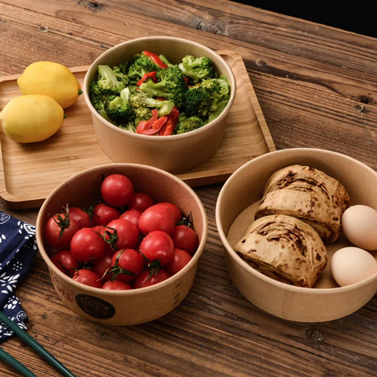 Pack of 300 Kraft Salad Bowls without Lids Size 18oz/26oz/35oz (500/750/1000ML)