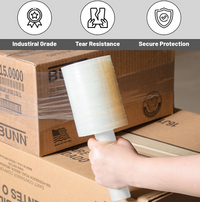 Pack of 20 Mini Clear and Black Stretch Wrap Roll 100mm x 300m x 18 Micron – Strong Pallet Shrink Wrap for Moving, Storage, Shipping, Bundling & Small Item Wrapping