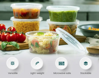 Pack of 250 Clear Round Plastic Takeaway Containers with Lids Available Sizes 8oz, 12oz & 16oz.