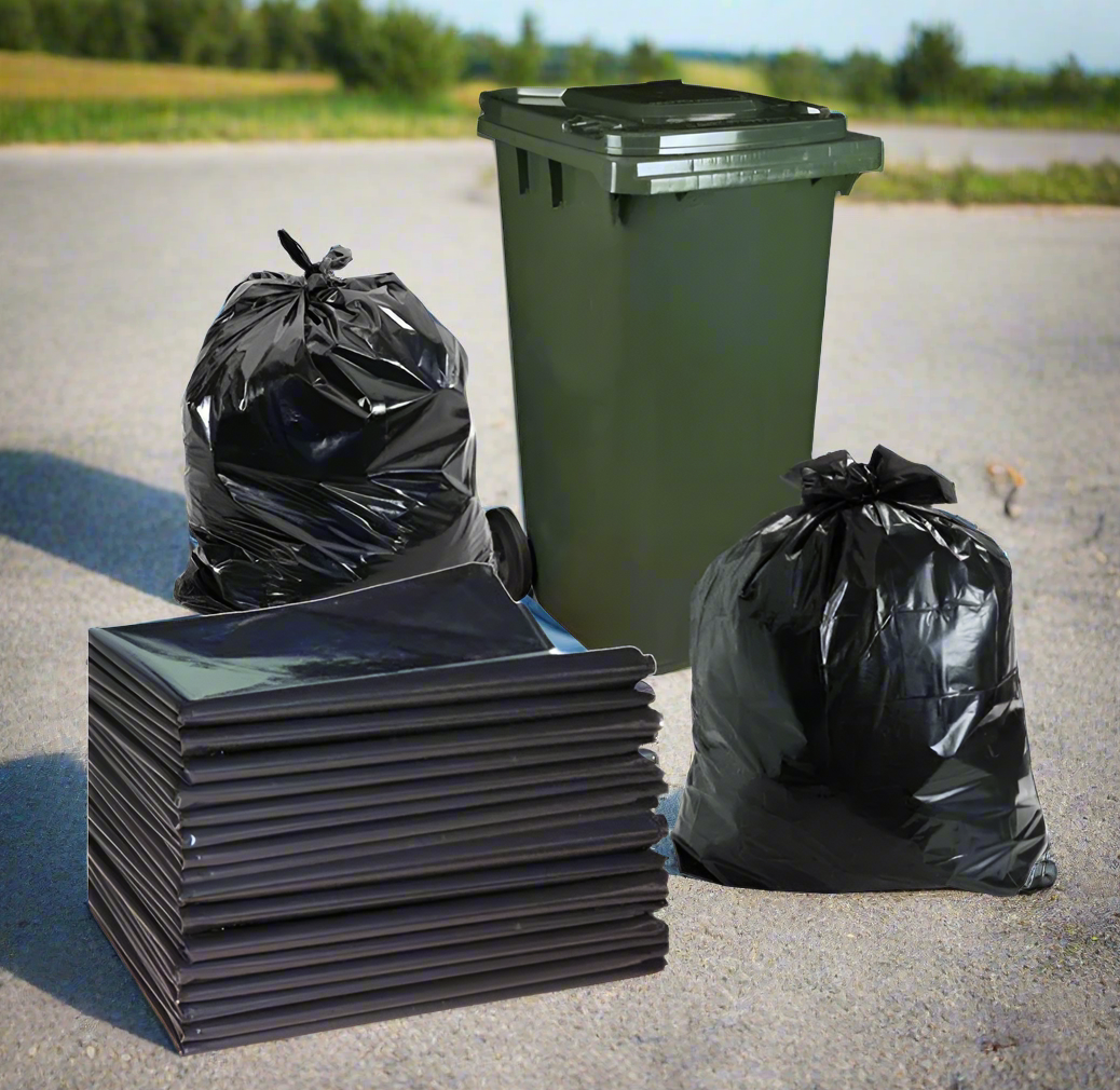 Pack of 200 Black Refuse Sacks Heavy Duty Rubbish Bin Bags Size 18" x 29" x 39''