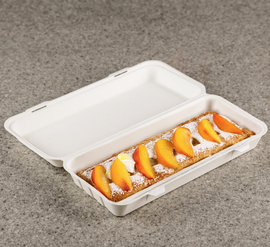 Pack of 250 Bagasse Large Single Compartment Food Box 324 x 155 x 60mm (13"X 6") Size Disposable Lunch Boxes Ideal for Takeaway Food