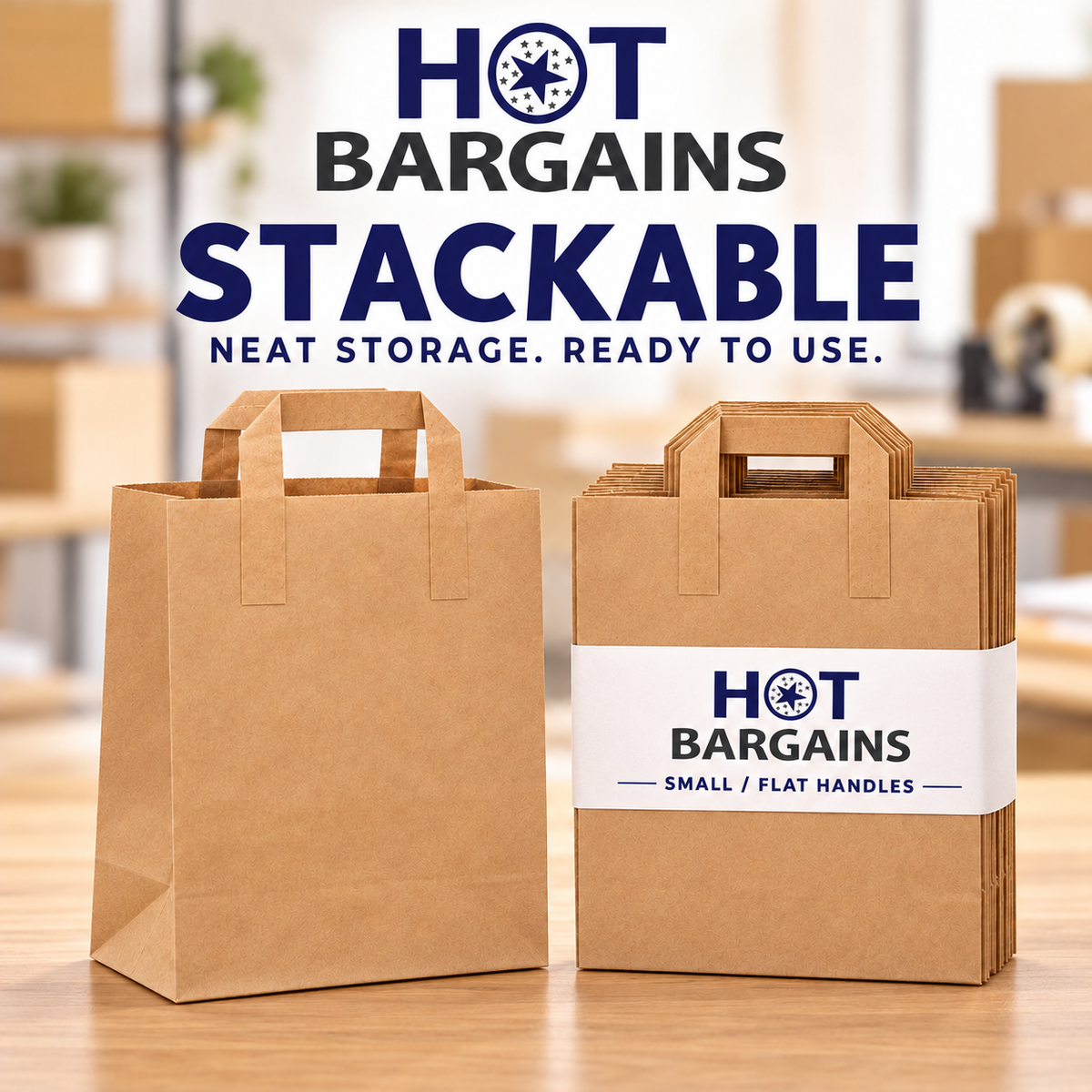 Hot Bargains — 250 X Brown Flat Handle Paper Bag - Small — photo 4