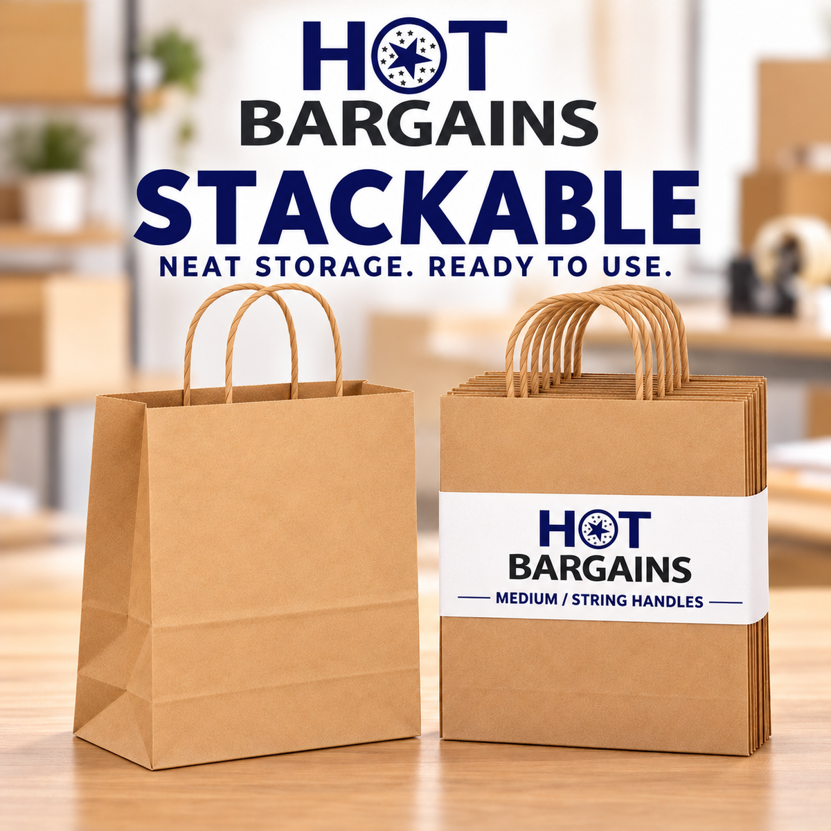 Hot Bargains — 250 X Brown Twisted Paper Bag - Medium — photo 4