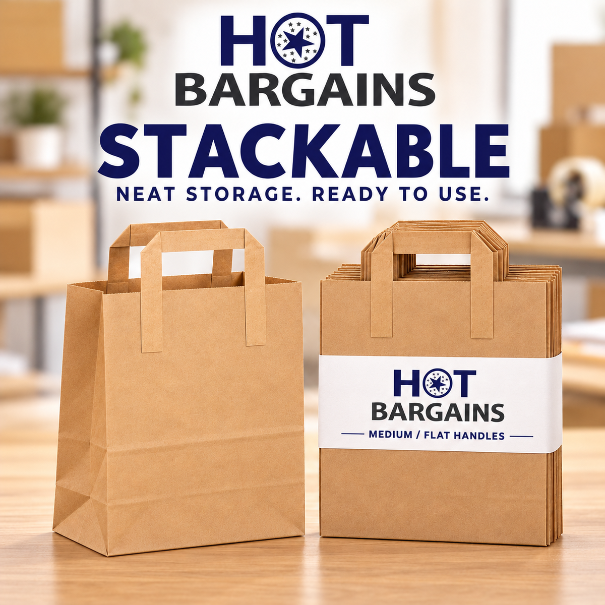 Hot Bargains — 250 X Brown Flat Handle Paper Bag - Medium — photo 4