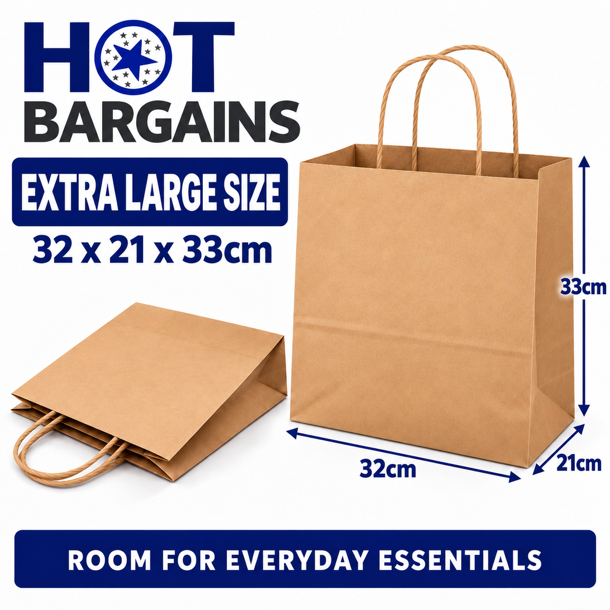 Hot Bargains — 250 X Brown Twisted Paper Bag - XL — photo 2