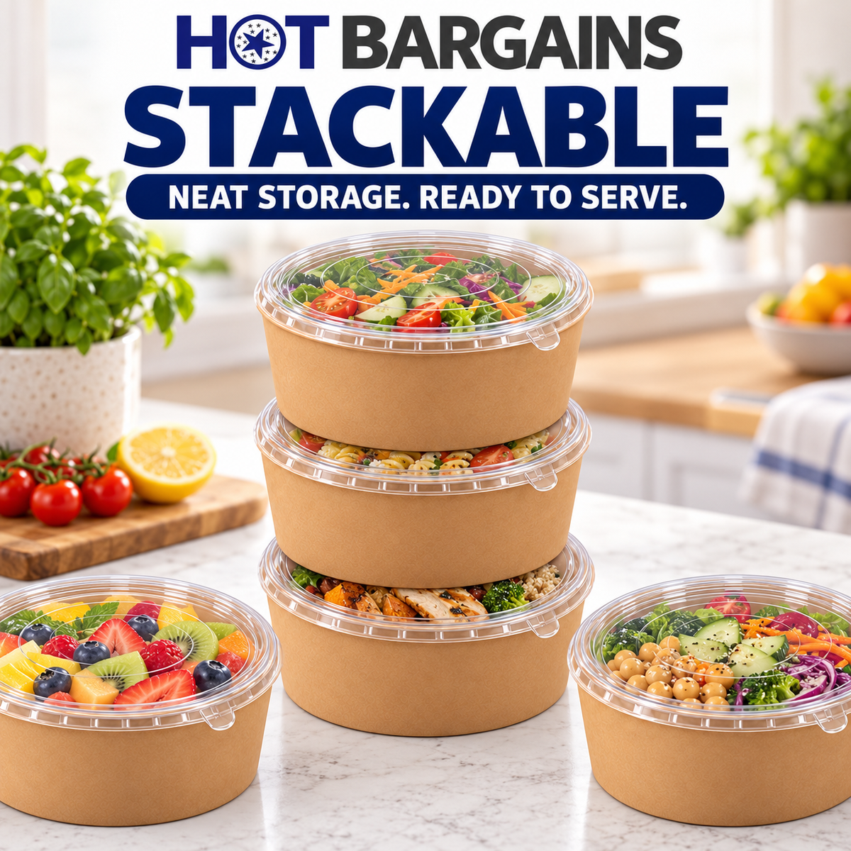 Hot Bargains — 150 X 35oz SALAD BOWL + LIDS — photo 6